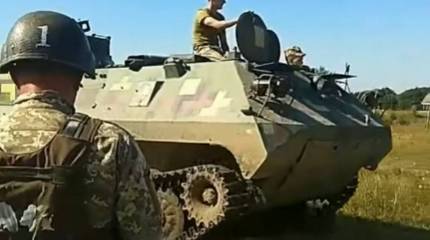 На вооружении ВСУ замечен бронетранспортер МТ-ЛБу с боевым модулем БМ-7 «Парус»