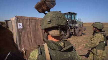 Создание габионов инженерными войсками ВС РФ