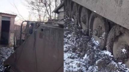 Появились кадры вмерзшего в землю американского бронетранспортера М113 ВСУ