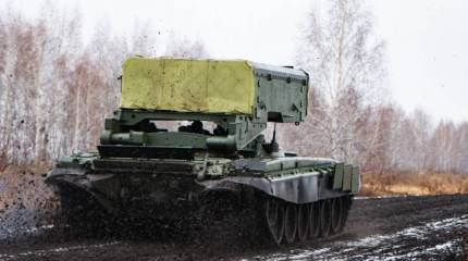 В Сети появилось видео применения тяжёлой огнеметной системы ТОС-1А «Солнцепёк» по позициям ВСУ