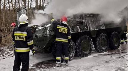 БТР Stryker 2-ого кавалерийского полка американской армии загорелся в Польше