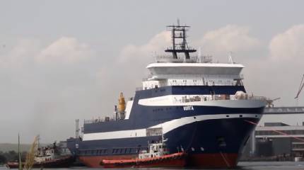 В Керчи спущено на воду кабельное судно океанского класса «Волга» проекта 15310