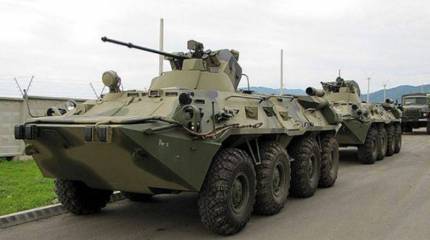 На военную базу в Абхазии прибыли новые БТР-82АМ