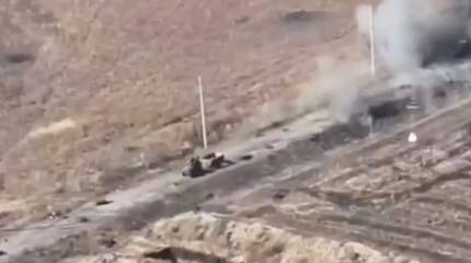 Показаны кадры прорыва российского квадроцикла по заминированной дороге