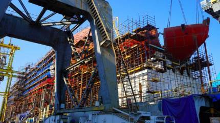 На Балтийском заводе завершено формирование ледового пояса третьего серийного атомного ледокола «Якутия»