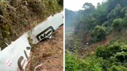 Появились кадры с места падения пассажирского самолёта Boeing-737 в Китае