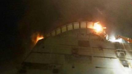 Возгорание на строящемся в Италии корабле сняли на видео