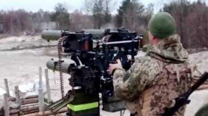 Украинские военные показали применение установки на базе 4-х пулемётов «Максим»