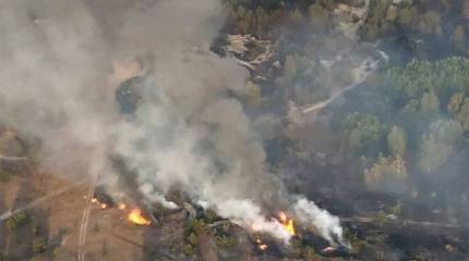 Пожаром охвачена территория военного полигона на Украине