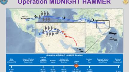 «На два ядерных объекта сброшено 14 проникающих авиабомб GBU-57»: Пентагон представил схему операции «Полуночный молот» против Ирана