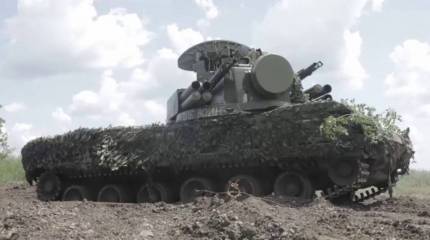 Минобороны показало кадры работы экипажа ЗРПК «Тунгуска-М1» Западного военного округа в зоне СВО