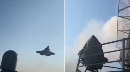 Допустил столкновение с надстройкой: опубликованы кадры с истребителем F-35 при попытке посадки на авианосец ВМС США