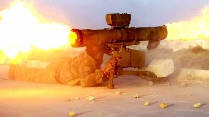 Поражение сирийского вертолета в воздухе из ПТРК