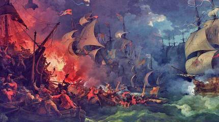 8 августа 1588 г. британский флот разгромил испанскую «Непобедимую армаду»