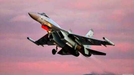 Вечерние полеты 22-го истребительного авиационного полка на аэродроме Центральная Угловая