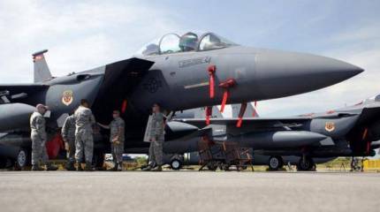 F-15 ВВС США аварийно сел на Украине во время учений