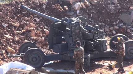 Появились кадры использования в Сирии зенитного орудия КС-19 образца 1947 года