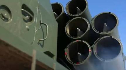 Представлены кадры уничтожения артиллерийской батареи ВСУ огнём РСЗО