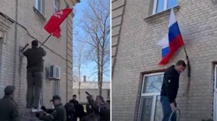 Ещё над одним райцентром Запорожской области подняты российский триколор и знамя Победы