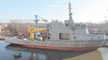 Океанографическое судно для ГУГИ Минобороны спустили на воду в Калининграде