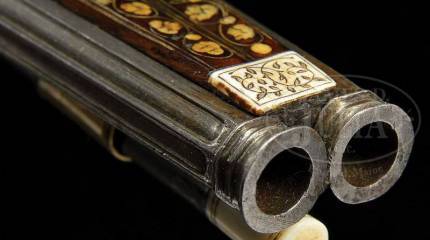 Французский двуствольный колесцовый пистолет 1600 года