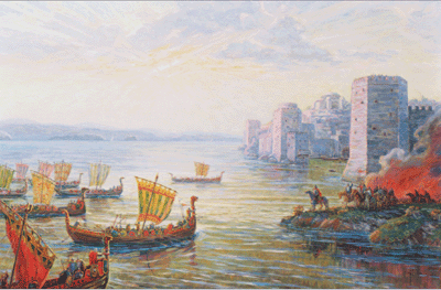 626 वर्ष में Tsargrad की नाव यात्रा
