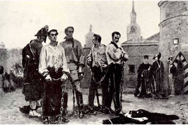 185 years ago five leaders of the Decembrist uprising were executed