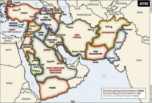 Plans pour refaire la carte politique du Moyen-Orient et du monde islamique
