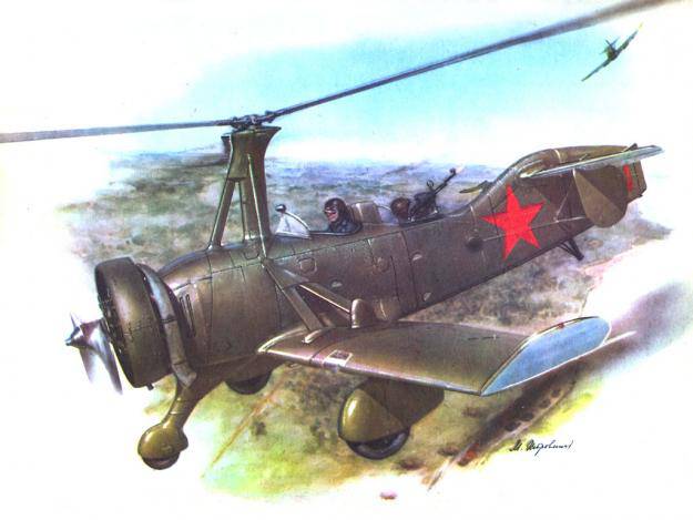 Stalin's fighting autogyros. Kamov A-7-3. the USSR