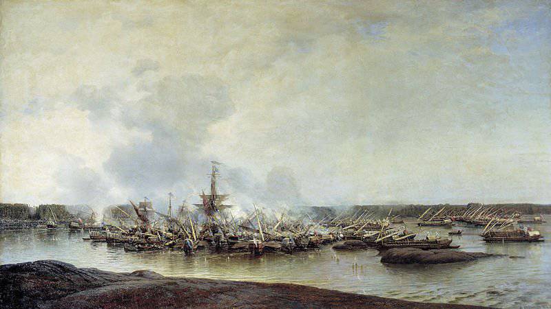 Pertempuran laut Gangut - kemenangan besar pertama Armada Baltik