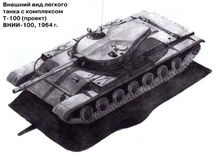 Proiect de tanc ușor cu un tun de 100 mm. „Produs 64992”