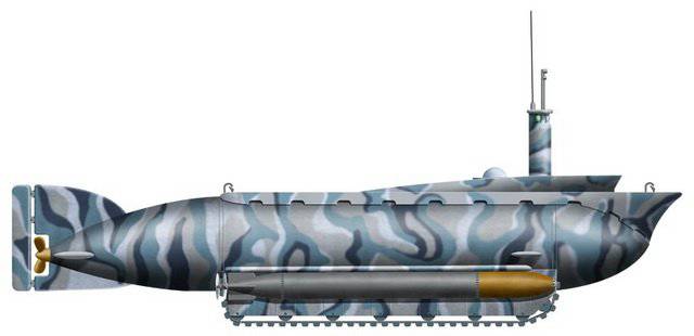"Zeeteyfel" - submarino anfibio con motor rastreado