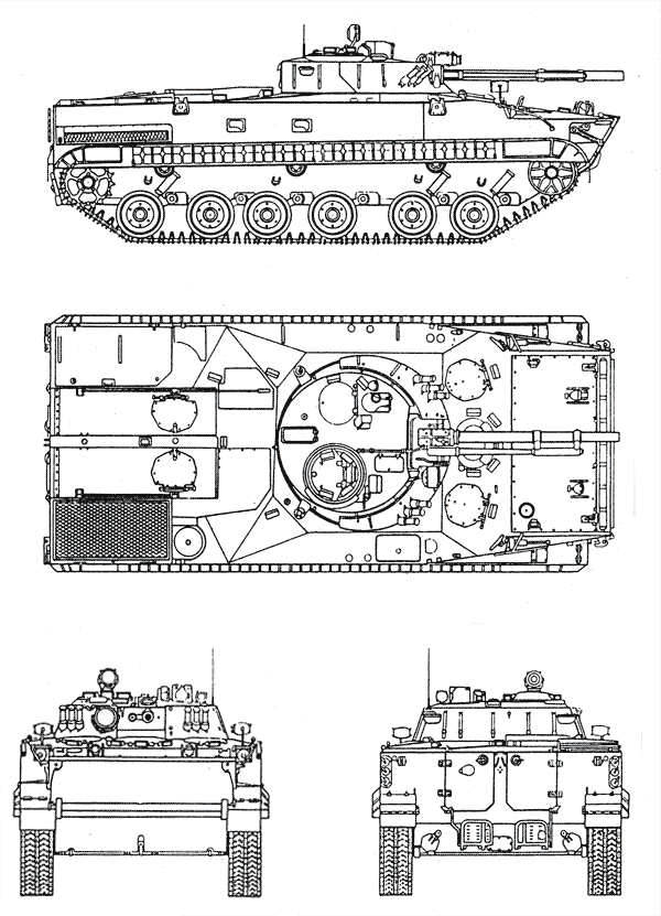 Proiecții ale BMP-3 (Karpenko A.V. Revizuirea vehiculelor blindate interne (1905-1995). Sankt Petersburg, Bastionul Nevski, 1996)