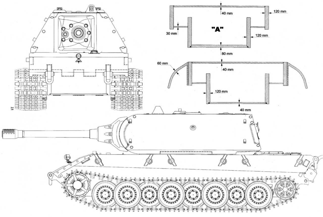 Чертеж танка Jagdpanzer e 100