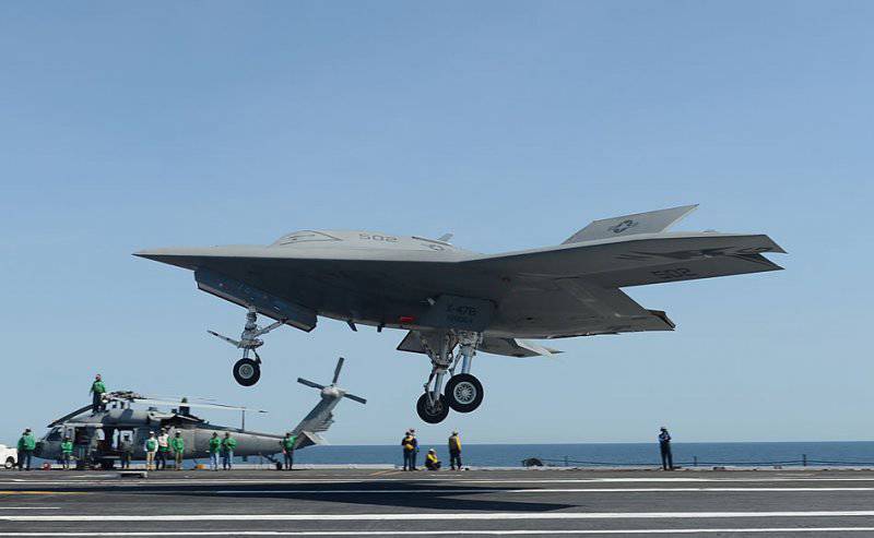 American drone X-47B first landed on an aircraft carrier