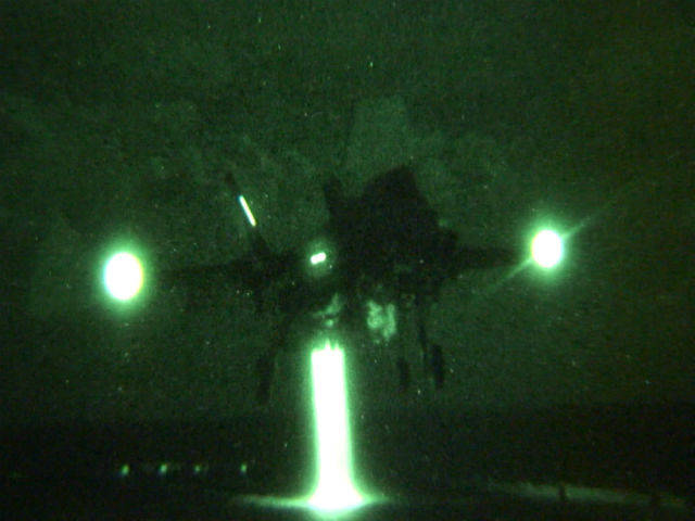 F-35B for the first time performed the night landing on the deck of a ship