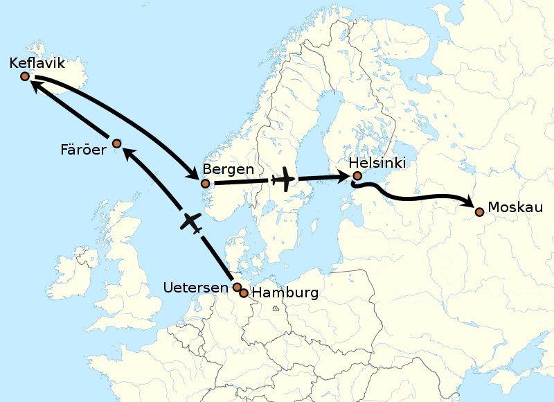 Chronology of the flight of Mathias Rust