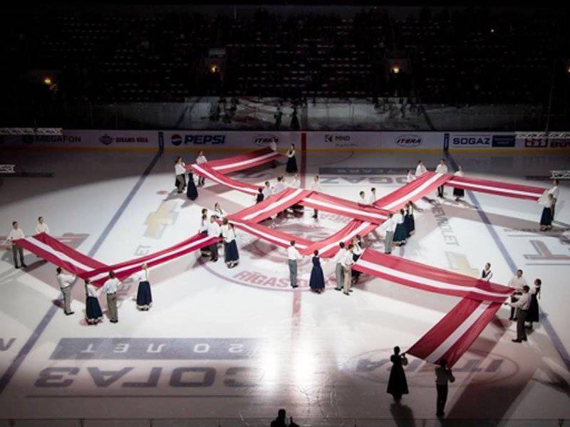 Provocative "Symbol of the Sun" on the ice of Riga, or Nazi-representation before hockey