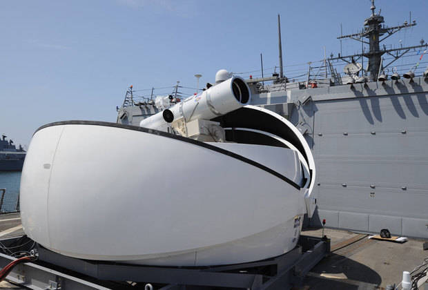 US first installed on a warship laser gun