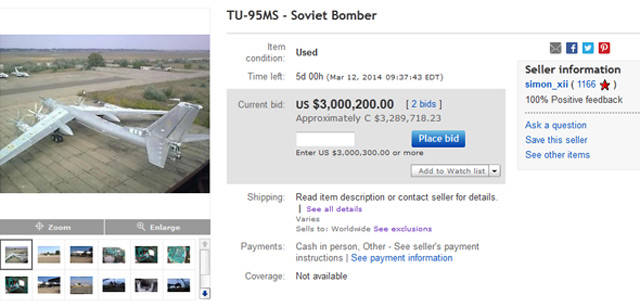 Une société ukrainienne vend un bombardier stratégique sur eBay