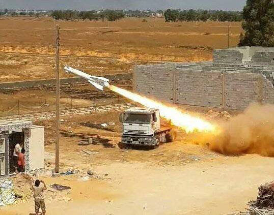Libyan radicals launch air-to-surface missiles X-29T from a ground installation