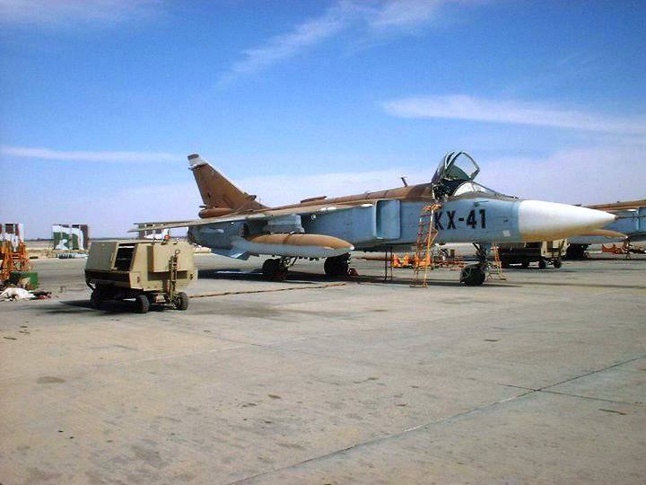 Su-24, the affiliation of which is not established, inflict airstrikes on the Islamists of Libya