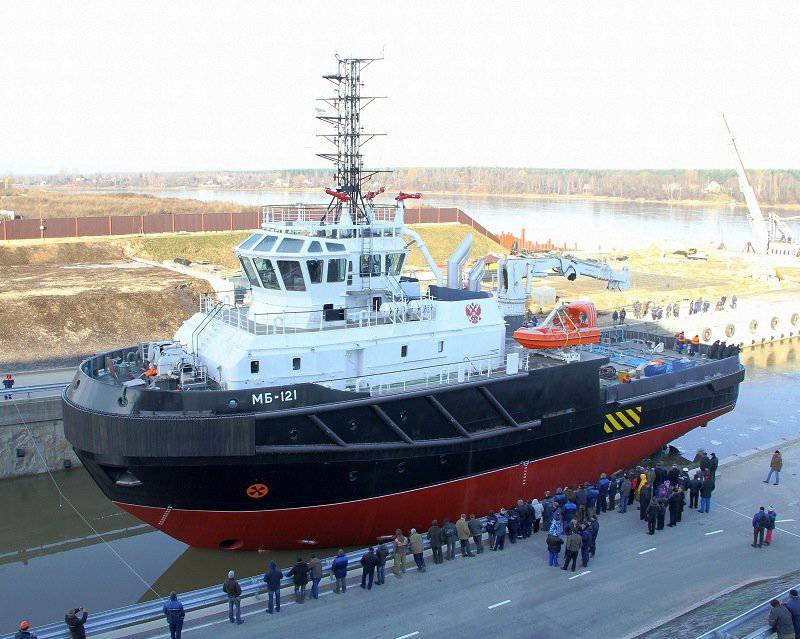 Sea rescue tugboat launched in the Leningrad region