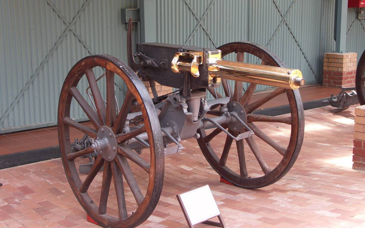 Shortly after the invention of the Gatling gun, another famous machine gun ...