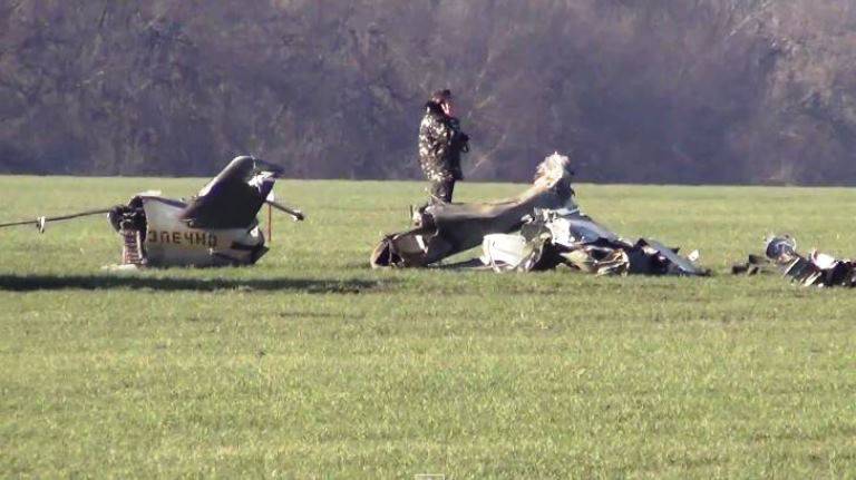 En Ucrania, el helicóptero Mi-24 se estrelló.