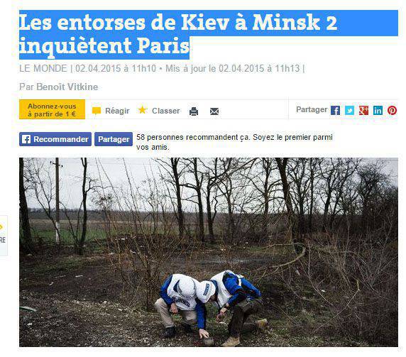 Media Prancis menulis bahwa "Paris senang" dengan pelanggaran Kyiv terhadap surat perjanjian Minsk