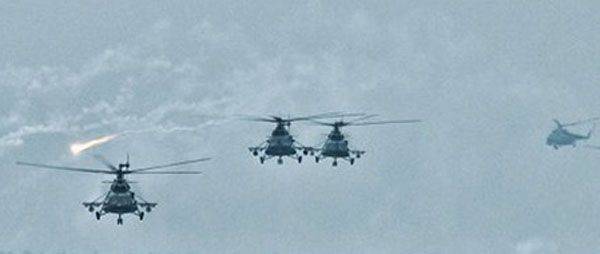 Over the Pamir held anti-aircraft maneuvers Mi-8MTV and Mi-24P