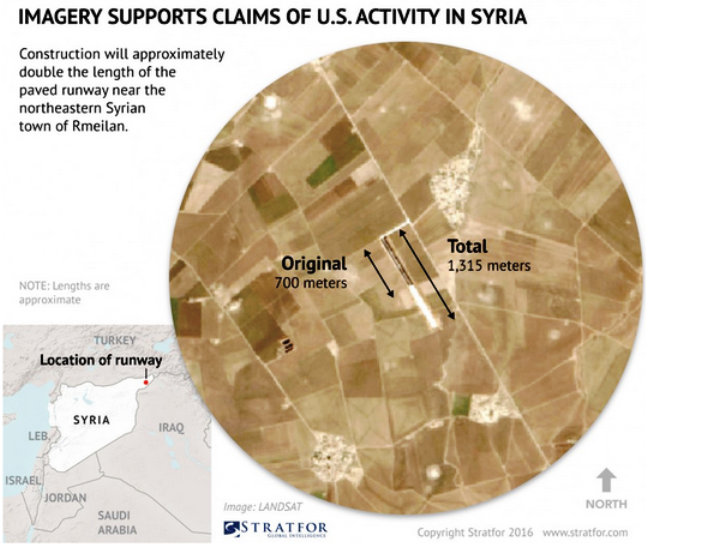Stratfor: imagens do espaço registraram atividade militar de americanos na Síria