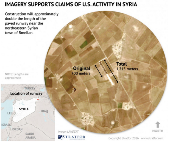 Stratfor: imágenes del espacio registradas en Siria, la actividad militar de los estadounidenses.