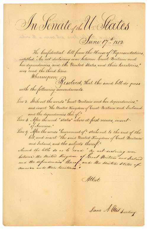 Одиннадцать деклараций Конгресса США «Об объявлении войны»